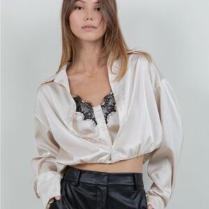 MELLOW Elegant Cream Satin Blouse
